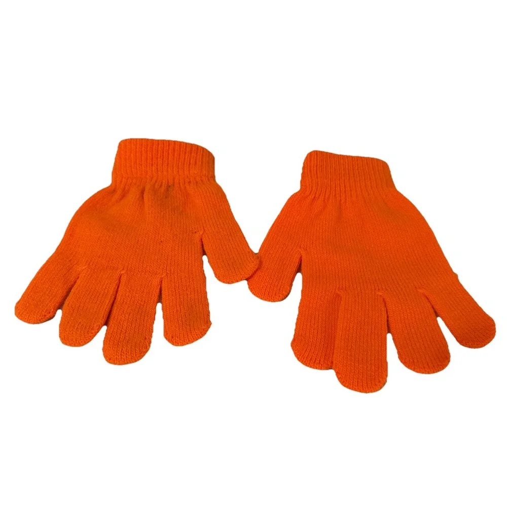 Stretch Orange Unisex Knit Glove Winter‎ Warm One Size Fits Most New