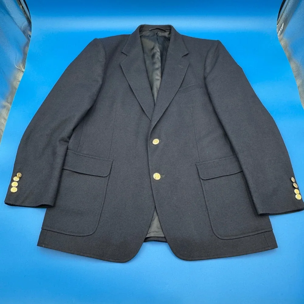 VTG Arnie Arnold Palmer‎ Mens Navy Wool Blazer Gold Button Sport Coat 42R