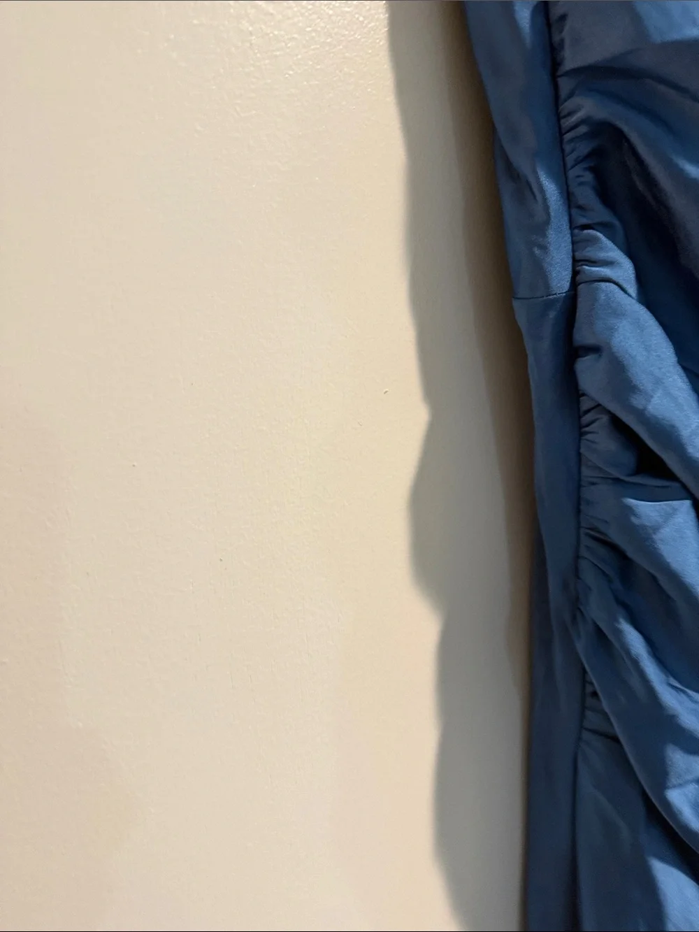 Abercrombie & Fitch Teal-Blue Ruched Satin Maxi Dress