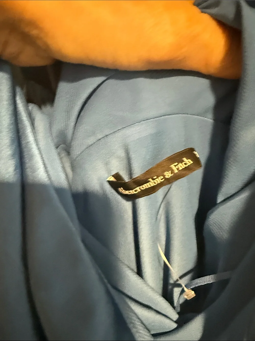 Abercrombie & Fitch Teal-Blue Ruched Satin Maxi Dress