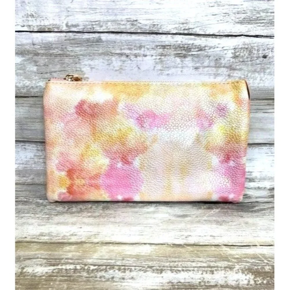 Jen & Co Vegan Leather Coral Yellow Crossbody Clutch with Detachable Straps‎