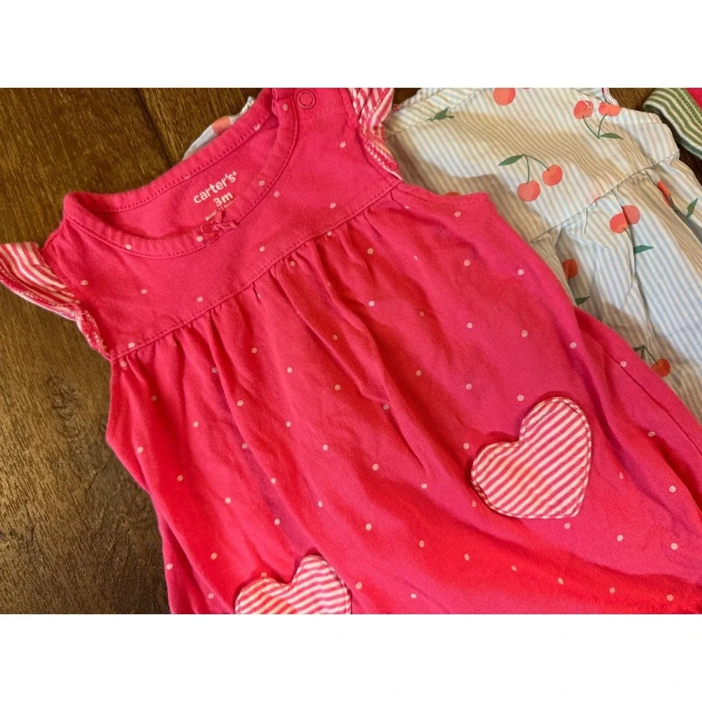 Carters Baby Girl Clothes Lot 3 Months Rompers 1 PC Outfits Summer Shorts Hearts
