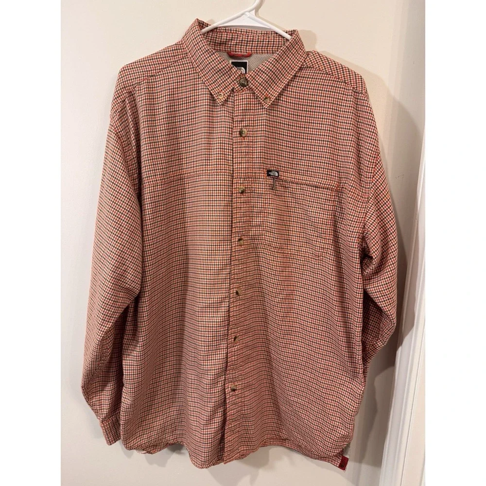 The North Face Mens Medium Shirt Button Up Flannel Plaid‎ Roll-Tab Sleeve