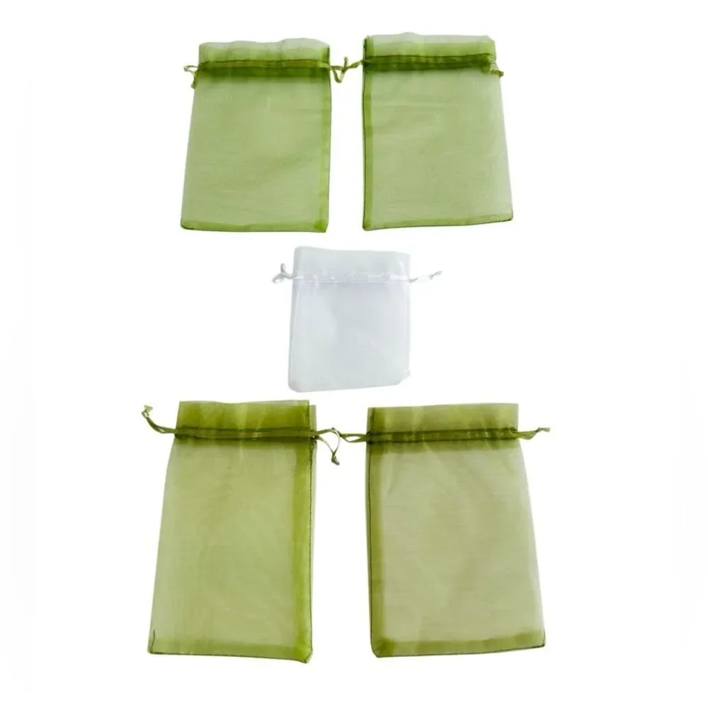 5 ORGANZA DRAWSTRING BAGS: GIft bag/sachet/spa/party/makeup/candy/cookie/jewelry