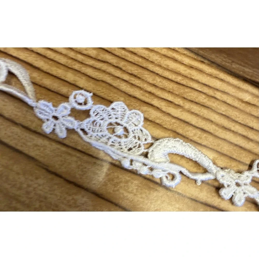 Vtg White Lace Applique Embellishments‎ Fashion Bridal 3 Pieces Flowers Floral