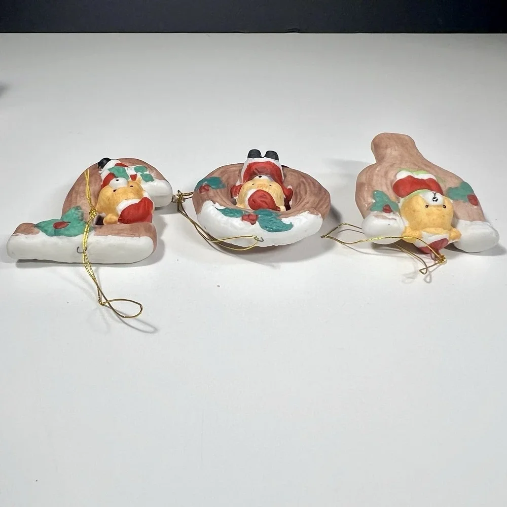 VTG Christmas Around The World JOY Teddy‎ Bears Letter Ornaments Set of 3 w/Box