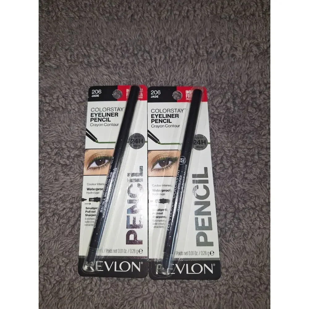 2 PACK Revlon ColorStay Waterproof Eyeliner Pencil Crayon Contour‎ #206 Jade
