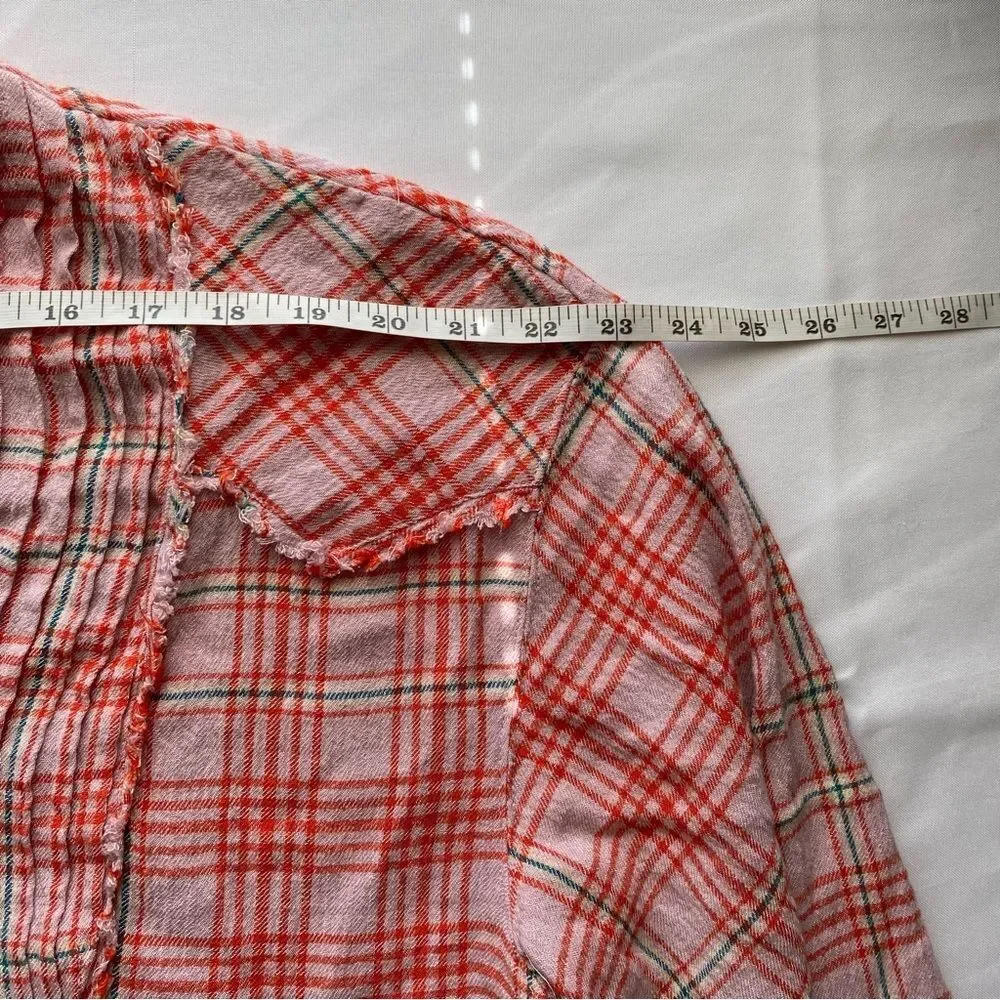 Intimately by Free People Plaid About You Pink Sleep Shirt Size Small