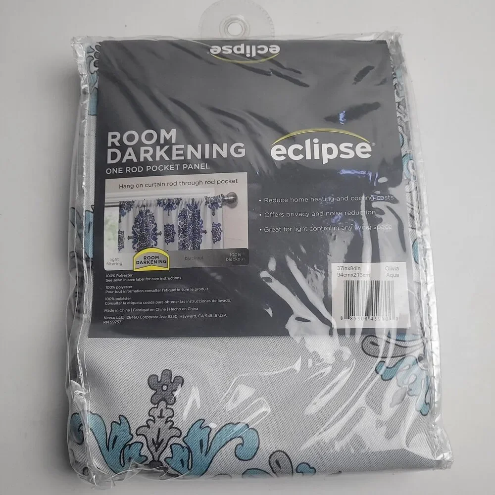 Eclipse Thermaweave Darkening Window SINGLE Curtain Panel 'Aqua' 37x84in #CT8