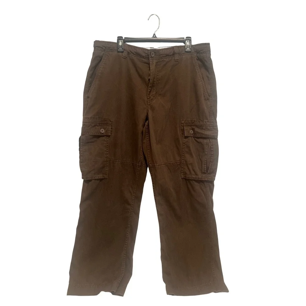 The North Face Baggy Cargo Pants Brown Retro Utility Hiking Streetwear Men's 38