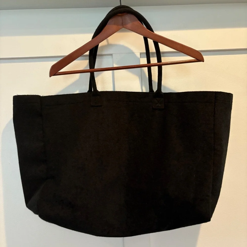 Booty by Brabants Black Felt Tote Bag‎ Large Reusable Shopping Travel