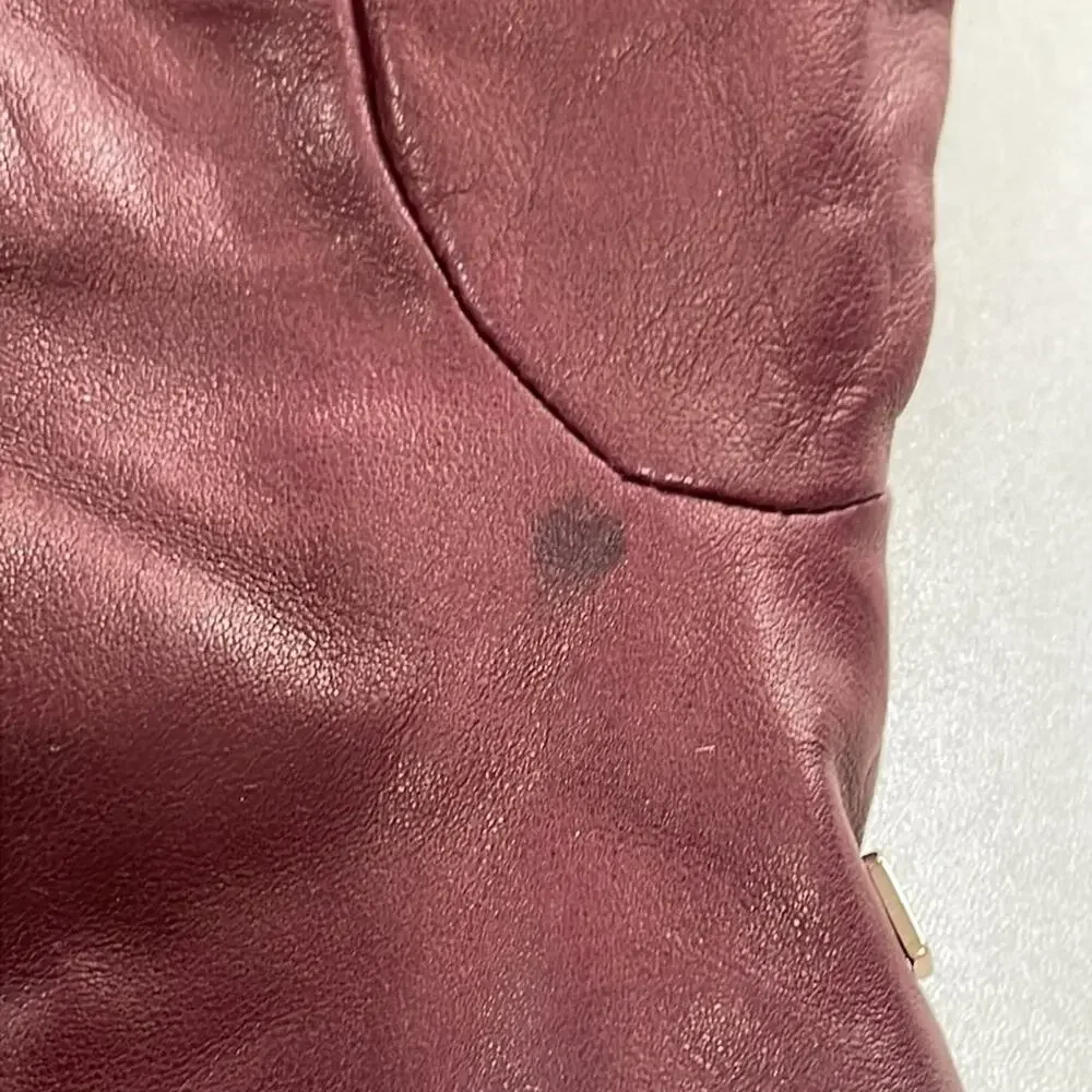 Bruno Magli Cashmere Lined Leather‎ Bow Gloves Burgundy XL Retails: $195