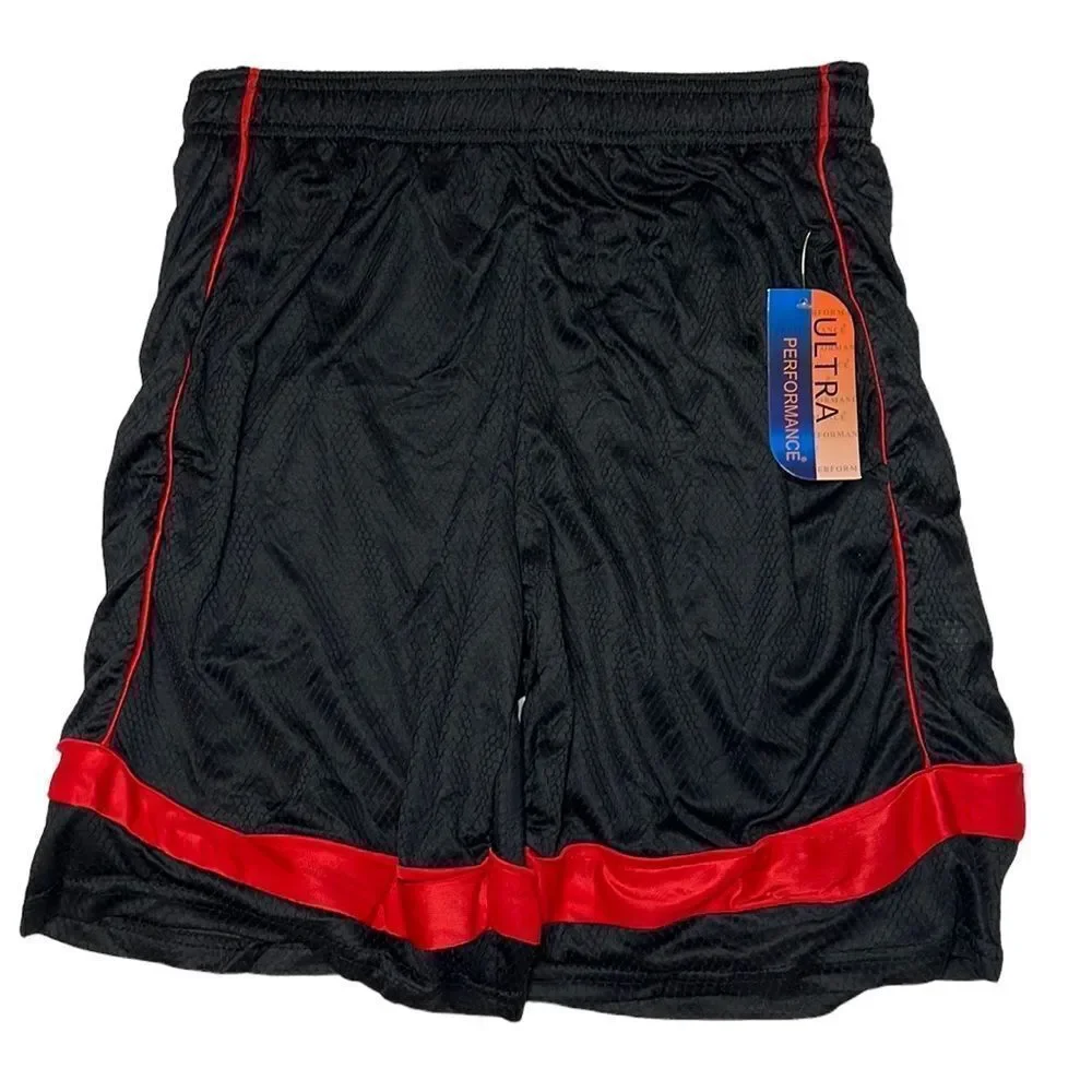 Ultra Performance Men’s Red Black Closed Mesh Dazzle Shorts Size Large