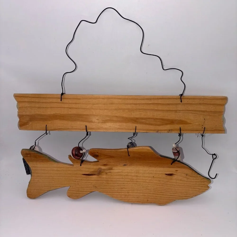 FISHING IS FUN Wooden Wall Sign | Nautical Fish Decor | Rustic Coastal Hanging