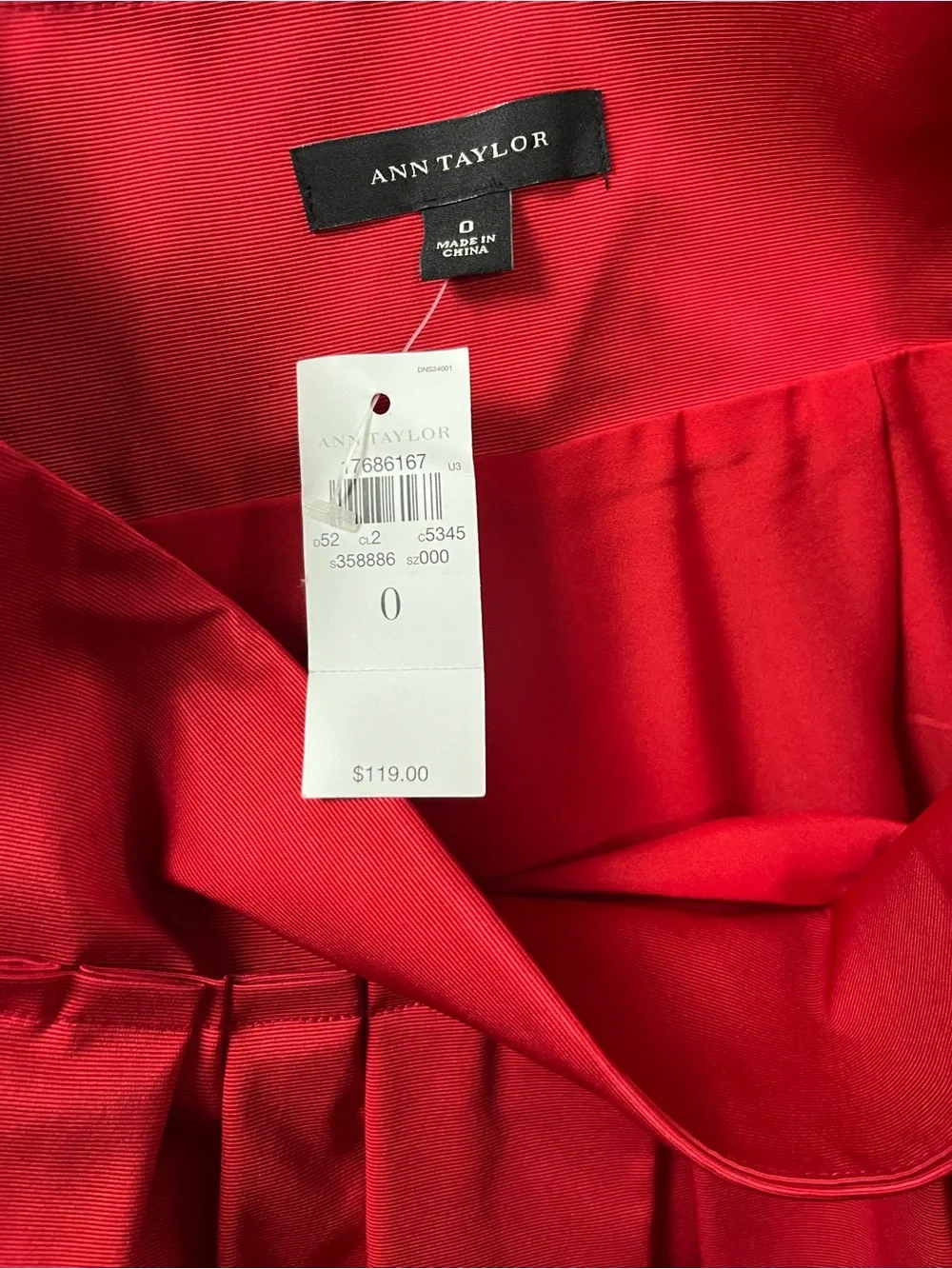 Ann Taylor Crimson Red Pleated Taffeta Mini Skirt Size 0 NWT High Waist Pockets