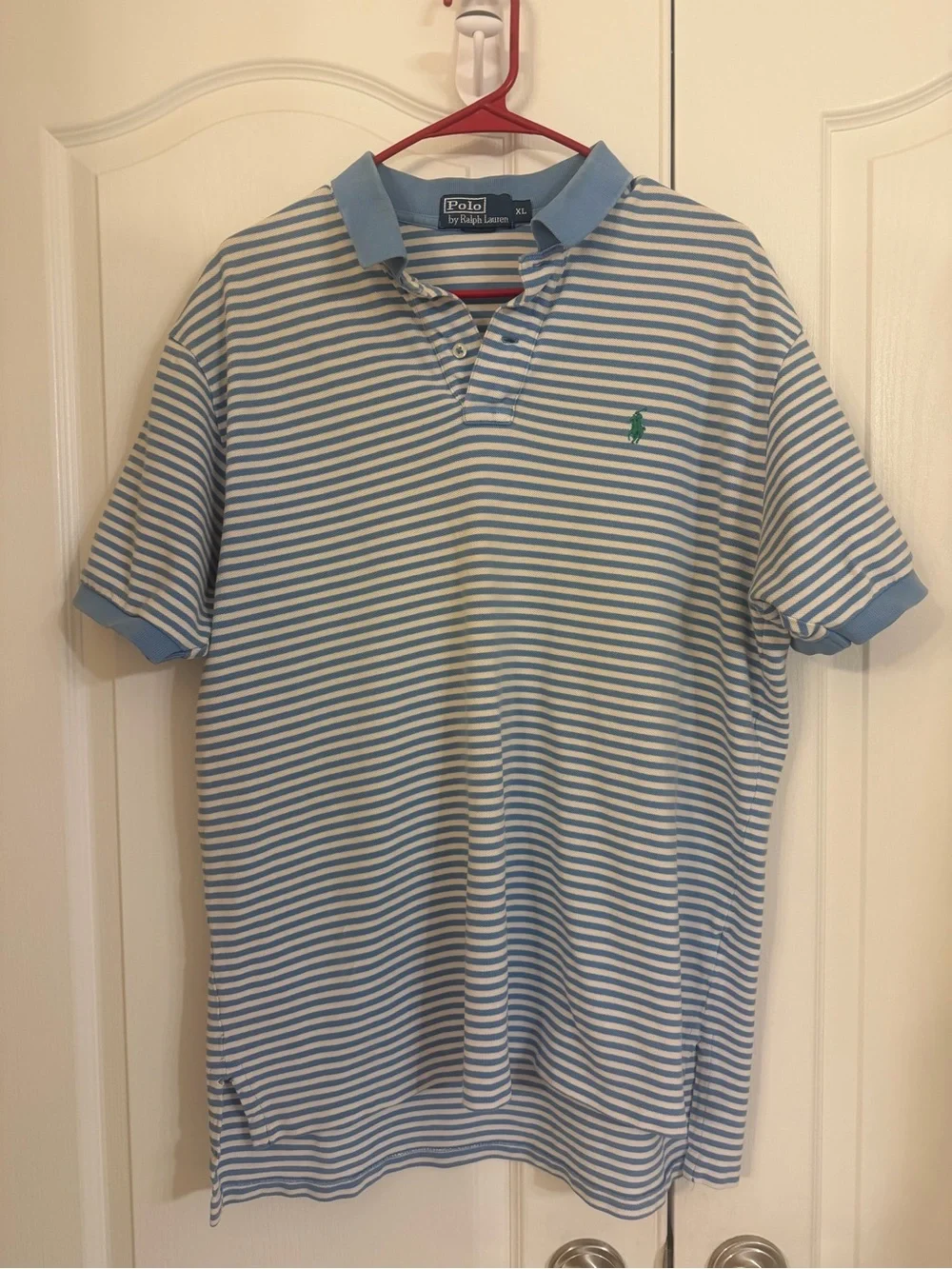 Ralph Lauren Light Blue & White Striped Polo Shirt