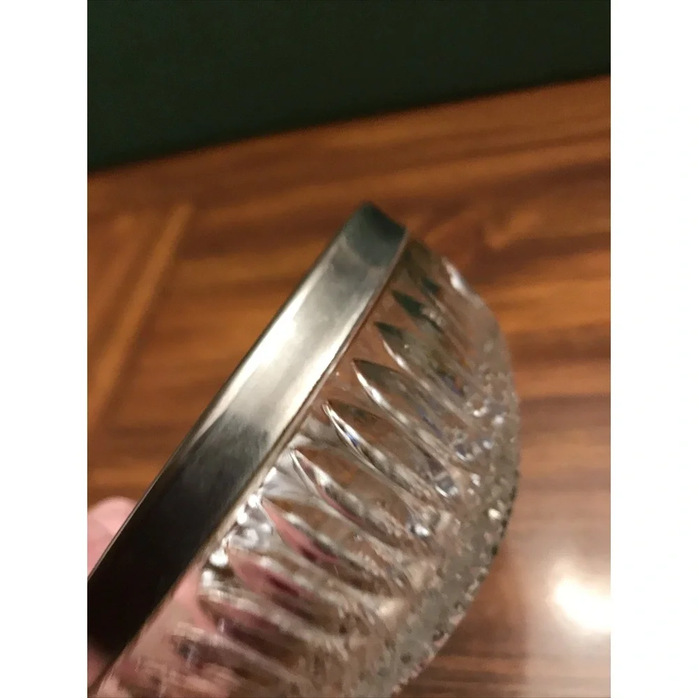 MCM pressed glass 4 1/2 bowl with‎ stainless trim
