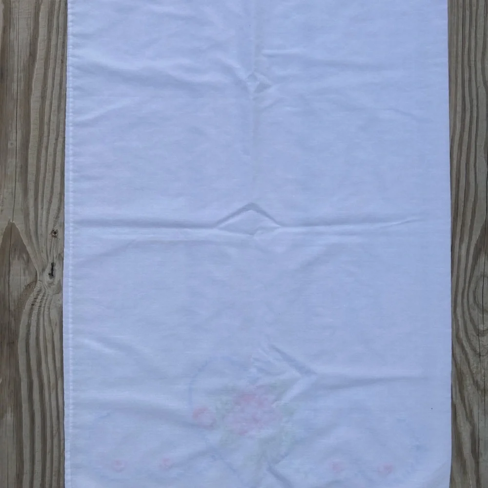 Vtg Handmade Embroidered Pillowcase Flour Sack 19x28 Cottagecore Grandma Hearts‎