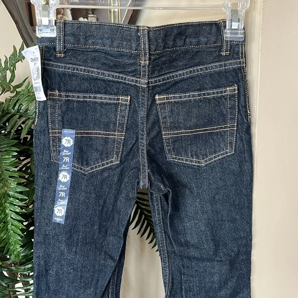 Brand New OshKosh B'Gosh Straight Jeans Dark Wash Denim Adjustable Waistband
