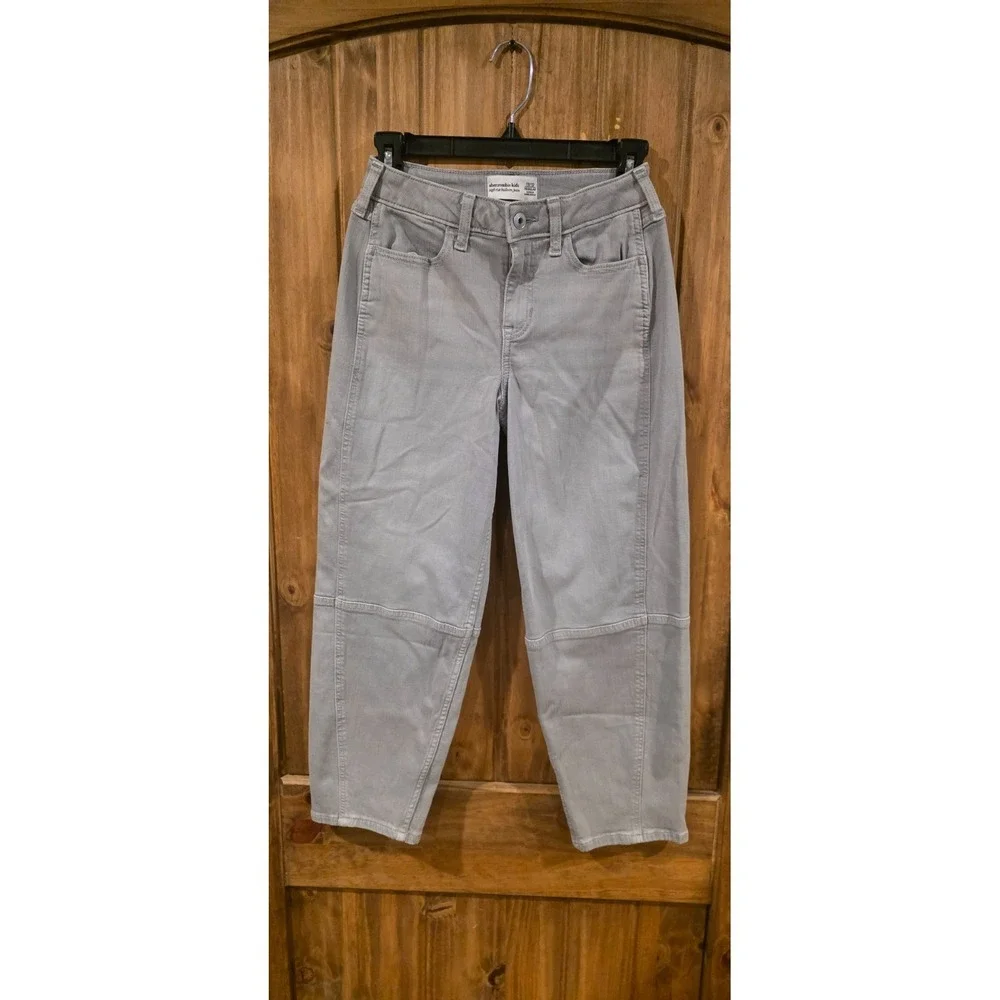 Abercrombie Jeans Girls 11/12 Gray High‎ Rise Balloon Denim Tapperd Skater