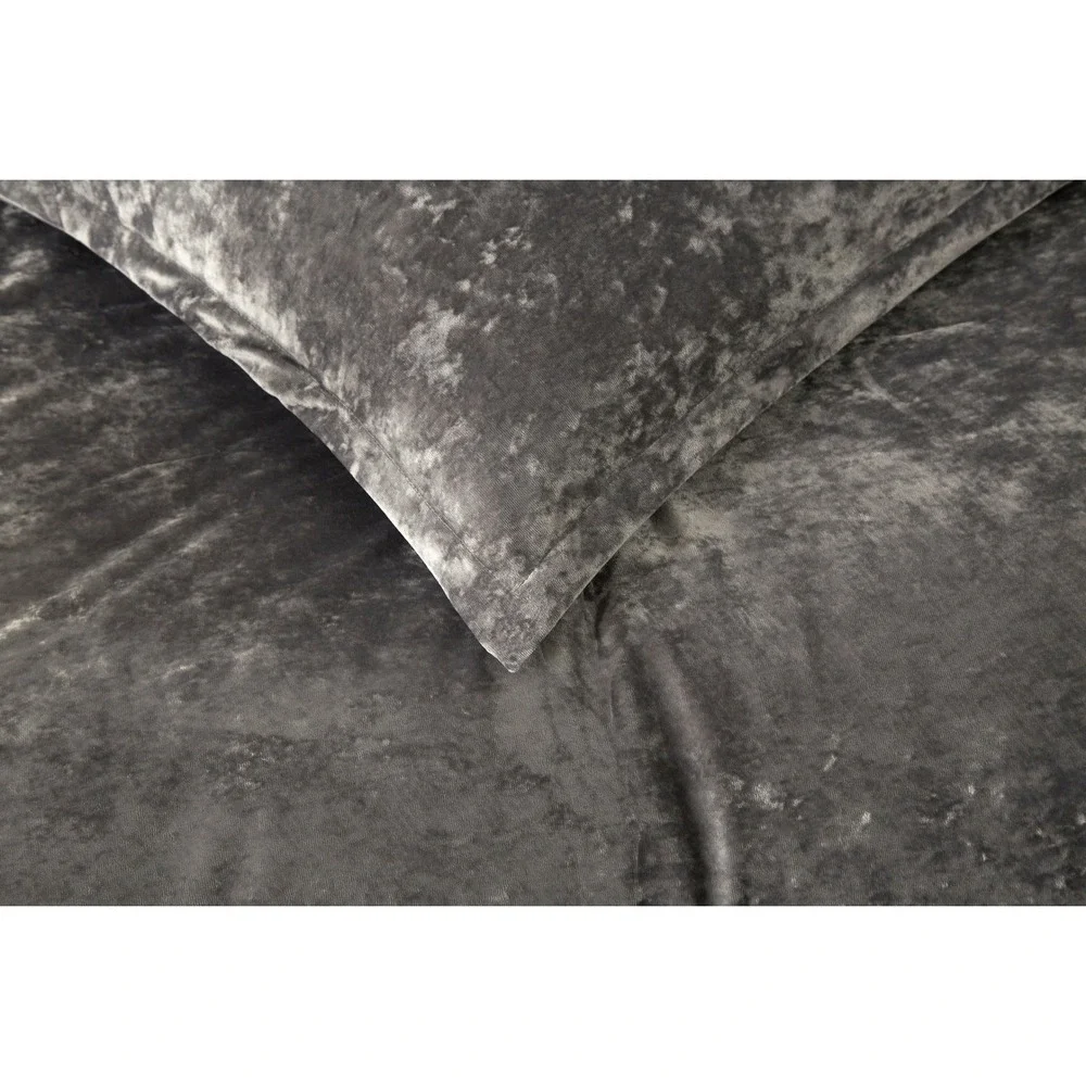 Zera Grey 100% Velvet 5 piece Comforter Set Queen