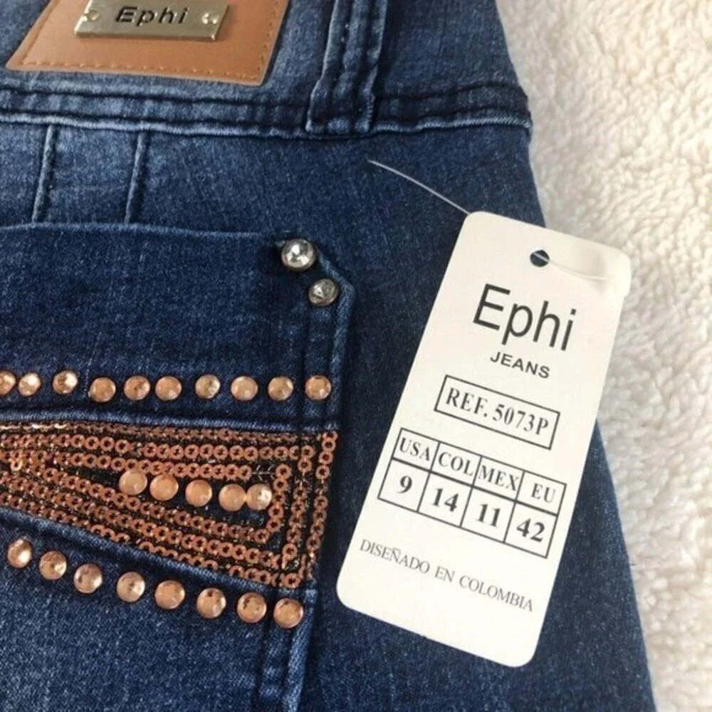 Ephi Jeans Women's Jeans Butt Lifter Technology Embellished Jeans High Waist 31