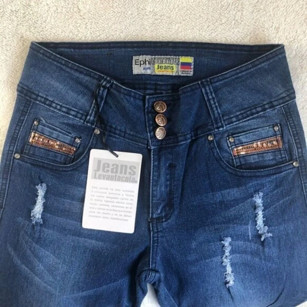 Ephi Jeans Women's Jeans Butt Lifter Technology Embellished Jeans High Waist 31