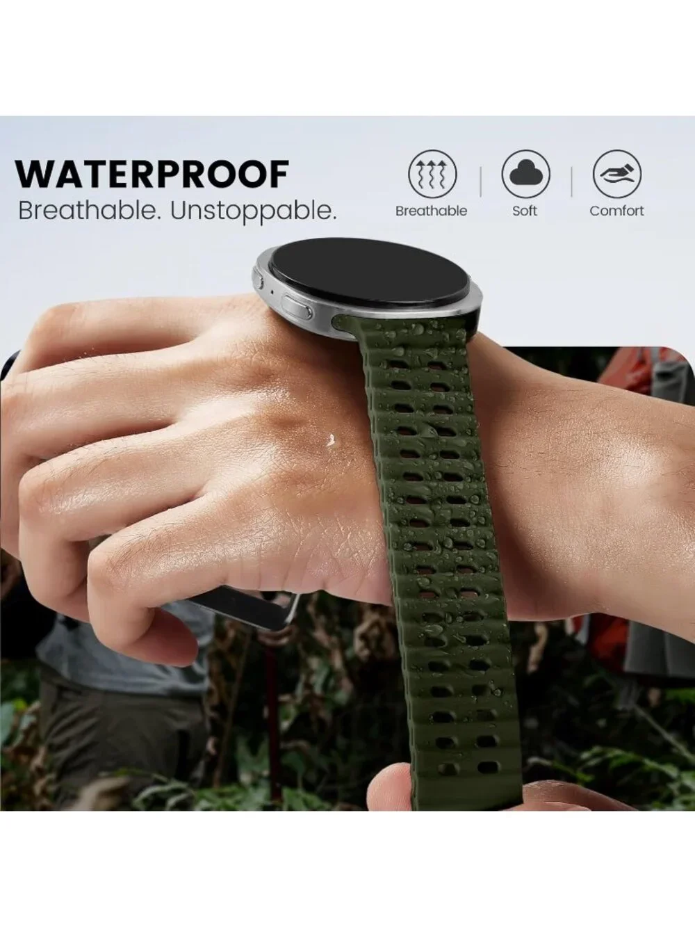 Unisex Mine Green Analog Breathable Marine Replacement Samsung Galaxy Watch