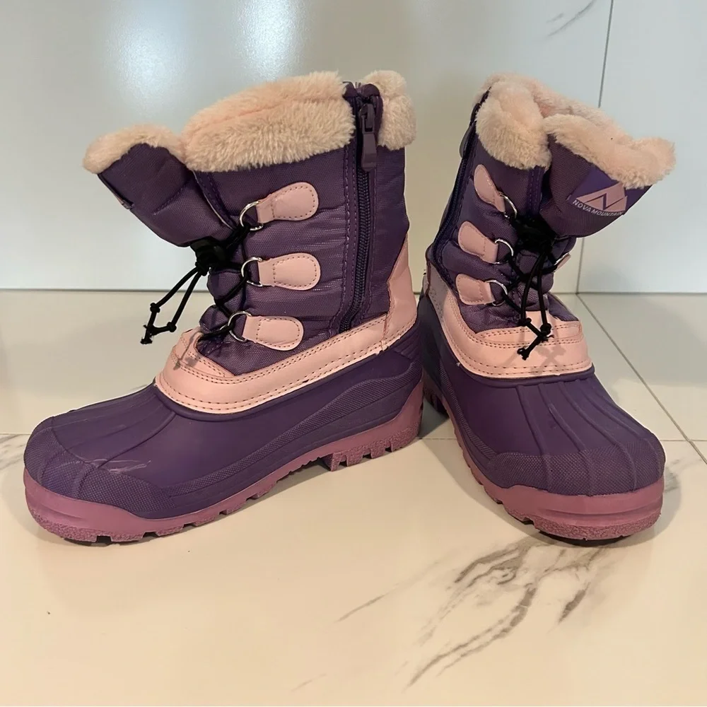 Nova Mountain Kids Purple and Pink Snow Boots Size 5