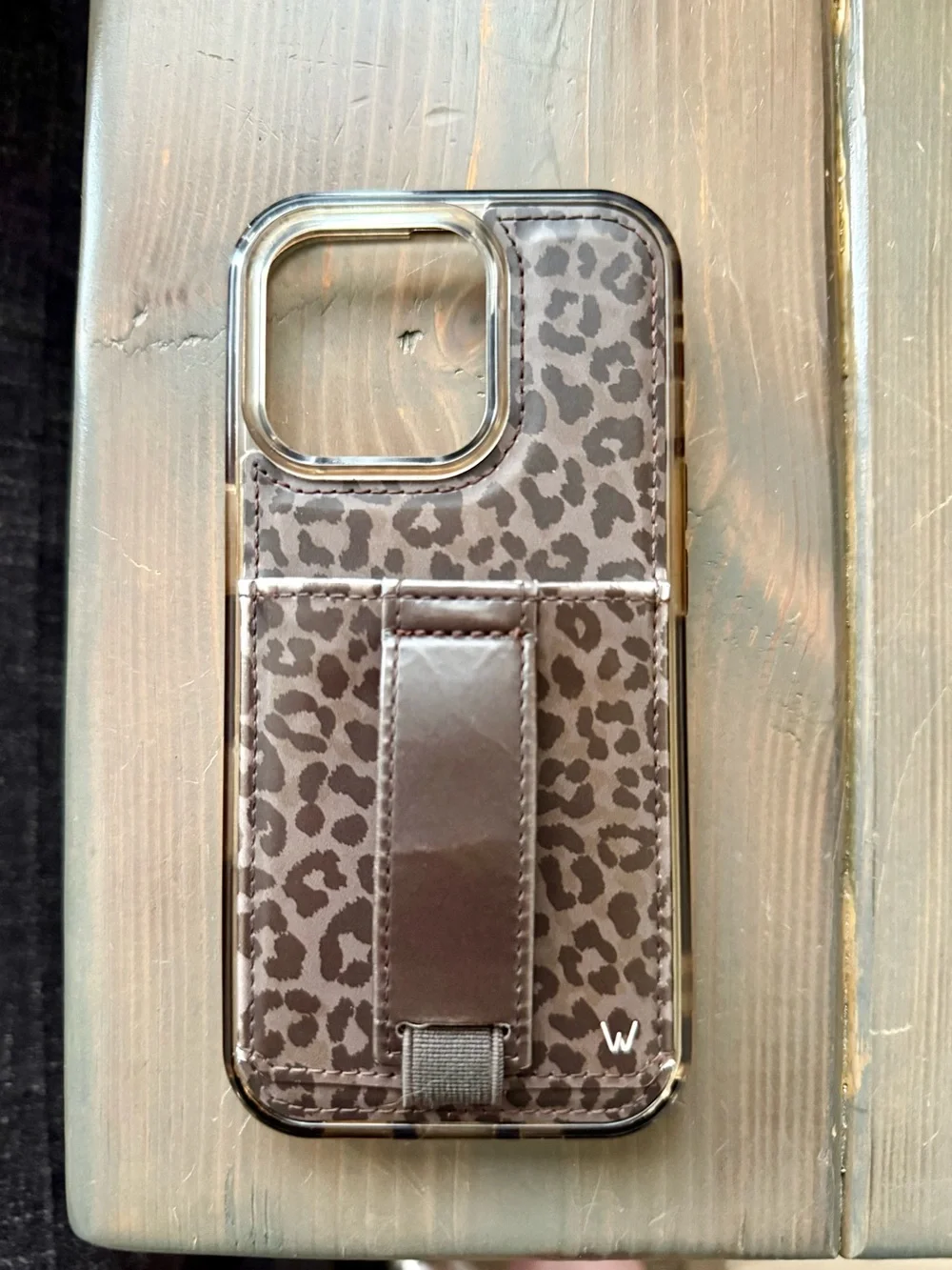 iPhone 16 Pro Leopard Print Wallet Phone Case with Strap - Brown