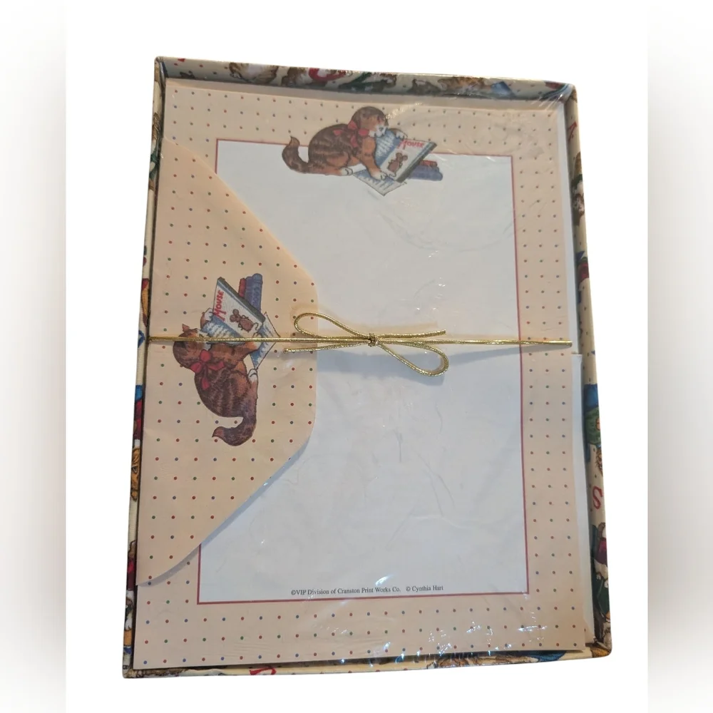 Vintage Cynthia Hart Cat‎ Stationery Set with Envelopes NIP Rare