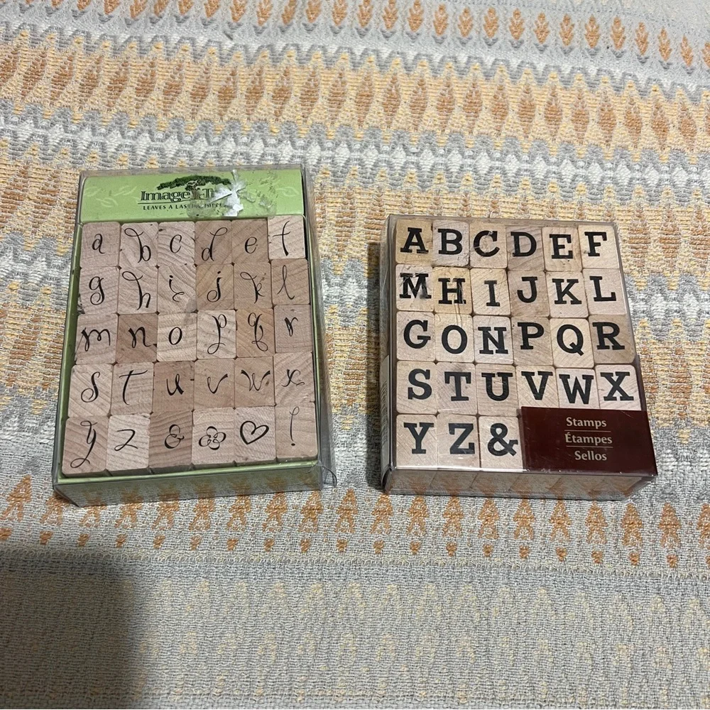 Recollections Alphabet wooden‎ rubber Stamp Set uppercase lowercase scrapbook