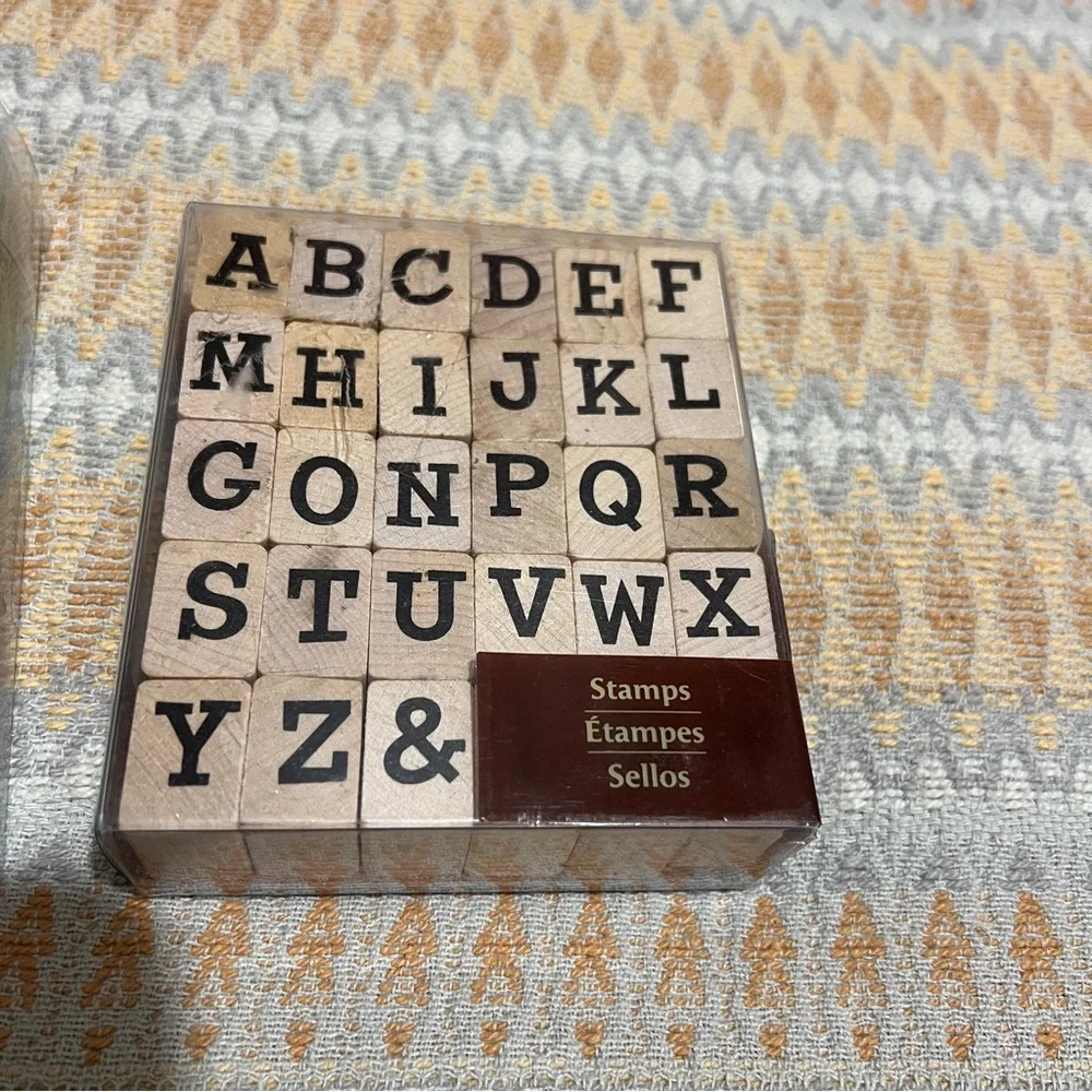 Recollections Alphabet wooden‎ rubber Stamp Set uppercase lowercase scrapbook