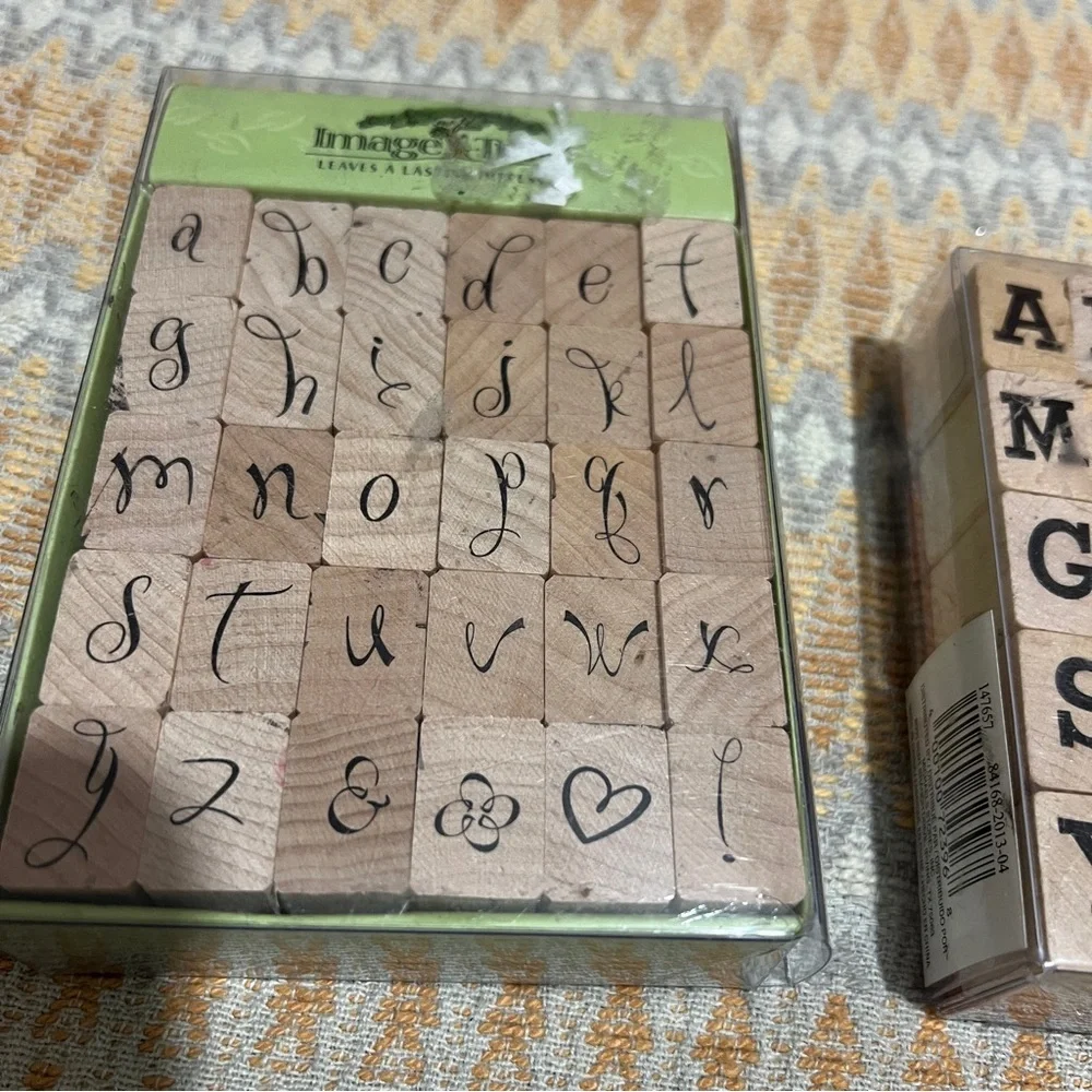 Recollections Alphabet wooden‎ rubber Stamp Set uppercase lowercase scrapbook