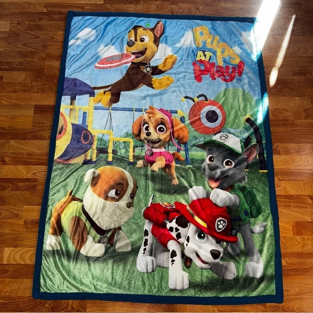 Paw Patrol Throw Blanket.Blue Backing. Heavy Weight.