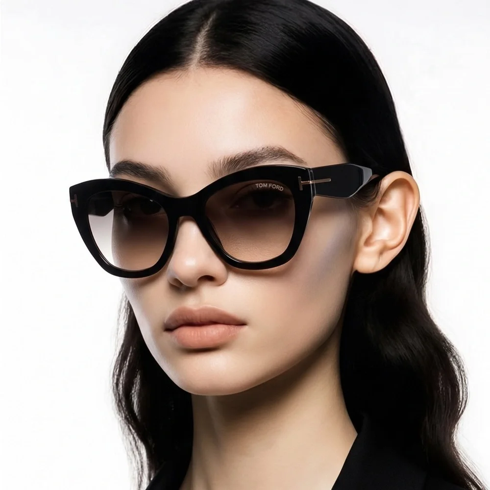 NEW Authentic Tom Ford Black Cat-Eye Sunglasses TF940 01B