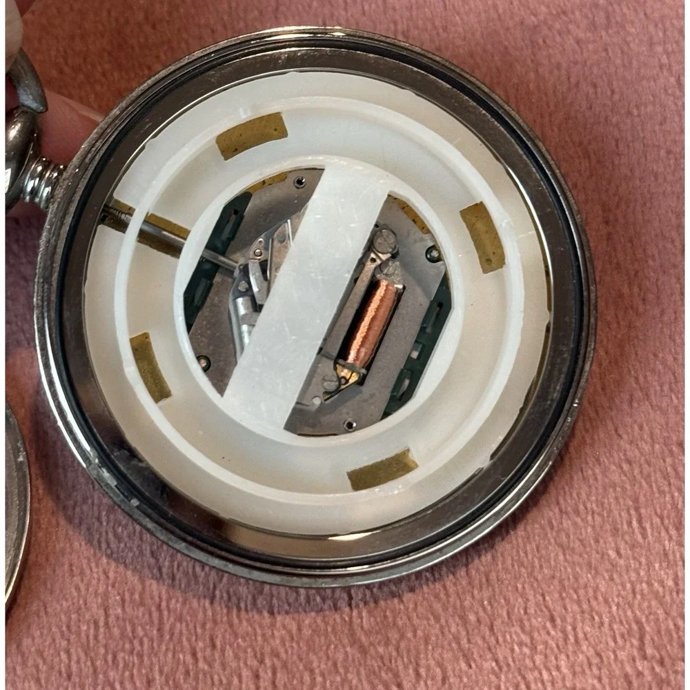 Timex Pocket Watch Quartz Date Display Silver Tone AS-IS Repair HTF