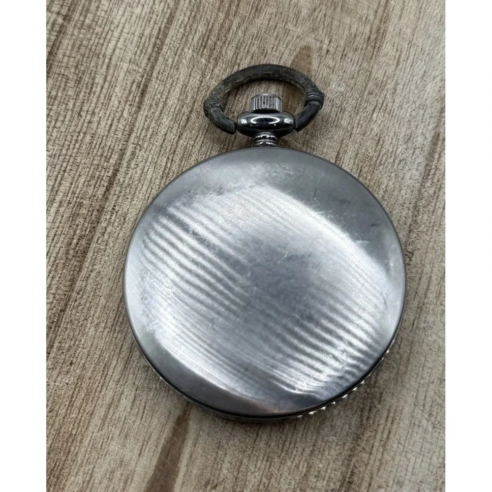 Timex Pocket Watch Quartz Date Display Silver Tone AS-IS Repair HTF