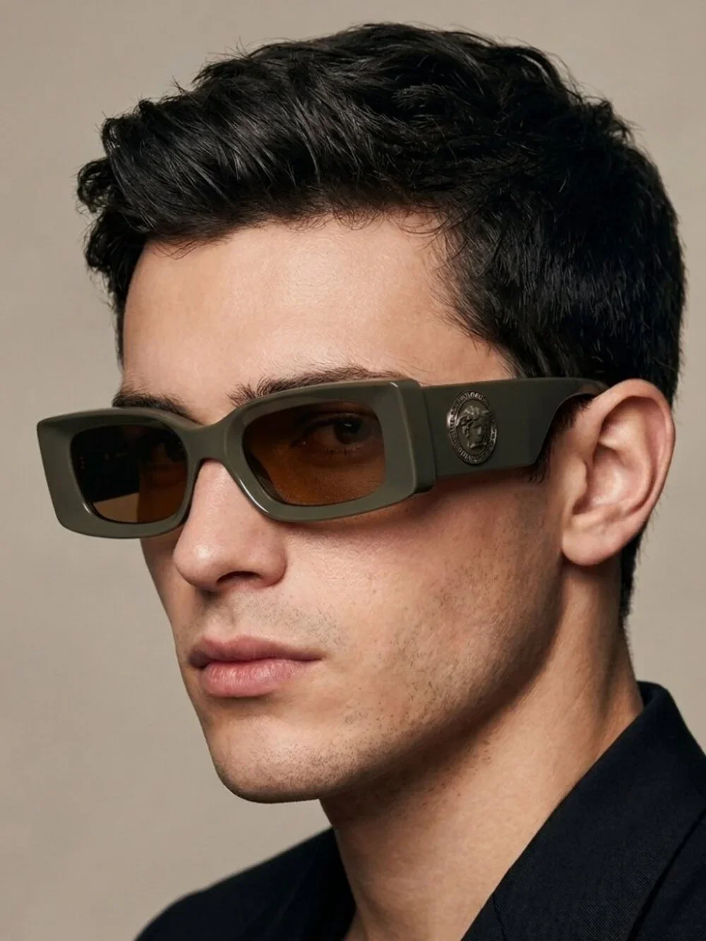 NEW VERSACE VE4474 549173 DARK OLIVE DARK BROWN UNISEX SUNGLASSES