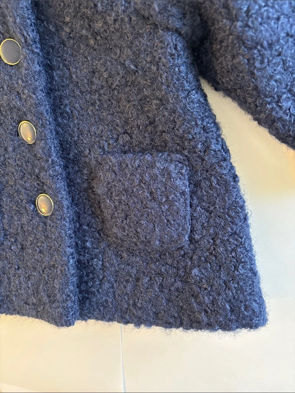 NWT Janie and Jack Baby Girls Navy Blue Boucle Coat Size 6-12 Months