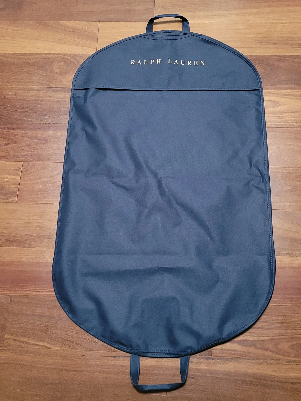 Ralph Lauren Garment Bag Empty Travel Storage Canvas Blue Gold Spell Out Logo