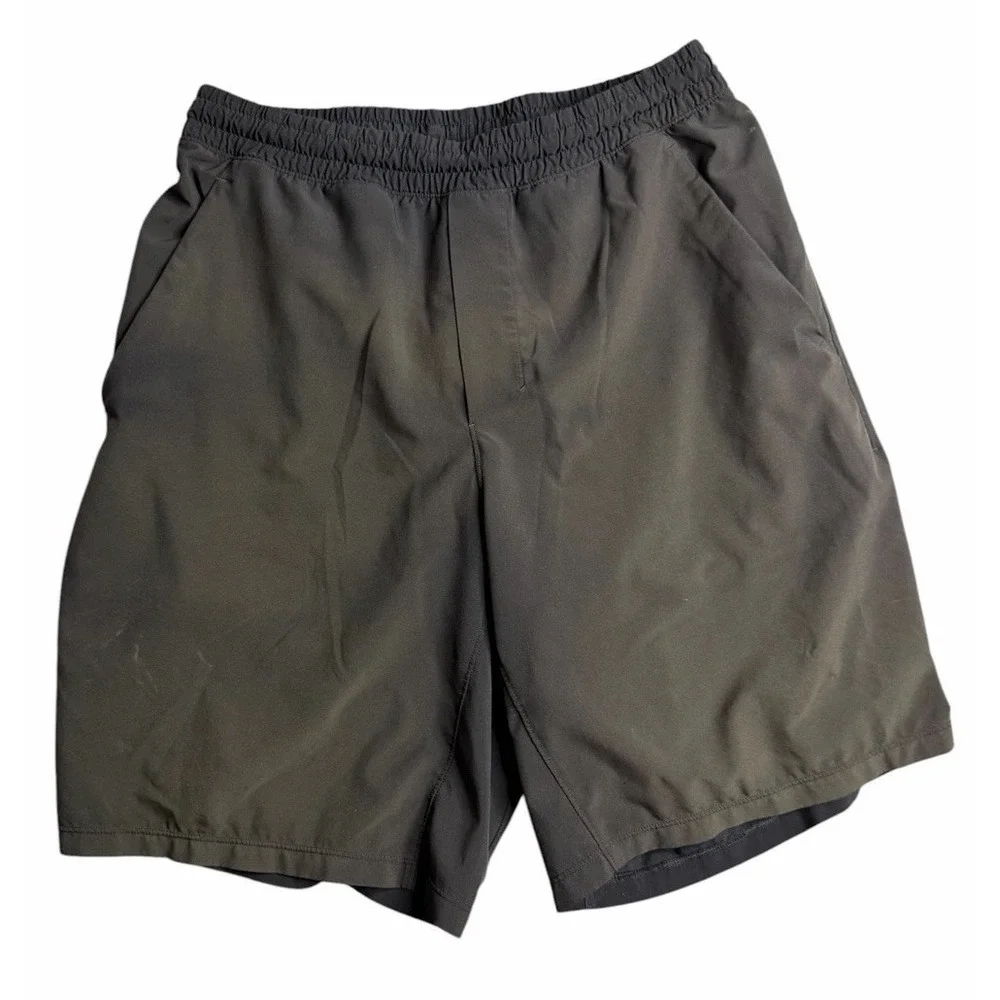 Lululemon Men's Black Training Shorts Size M 28x8.5 Athletic Gym Lined Faded