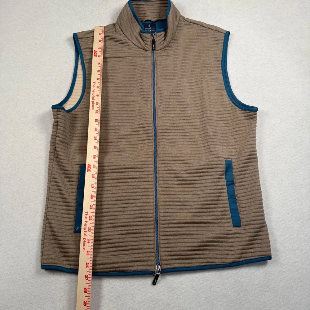 Johnnie O Notch Vest Mens Large Birch Beige Gray Full Zip Ribbed JMVT1630