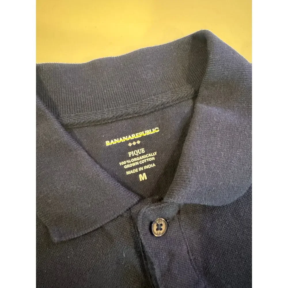 Navy blue Banana Republic organic cotton pique polo shirt size M