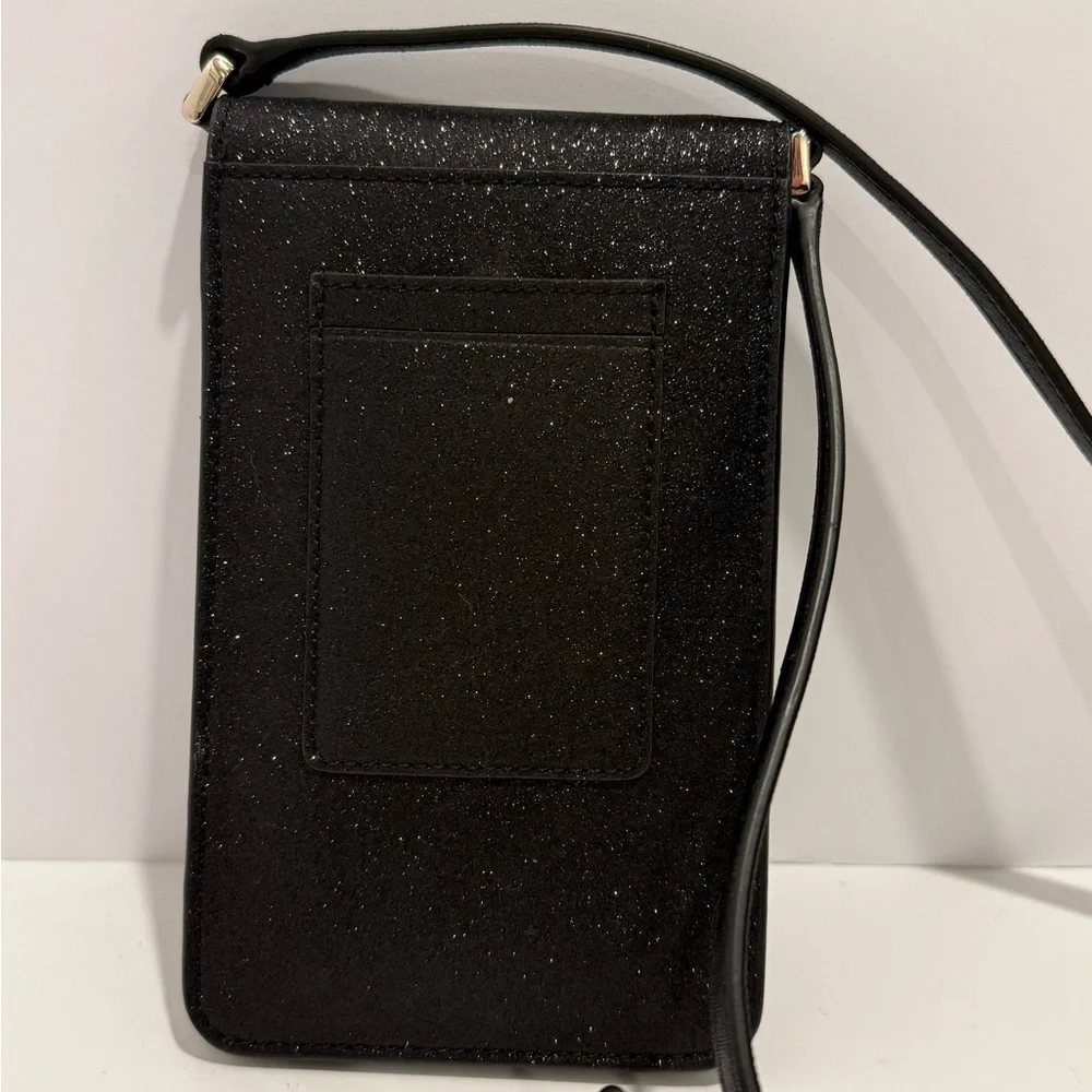 Kate Spade Lola Black Glitter Cellphone Flap Crossbody