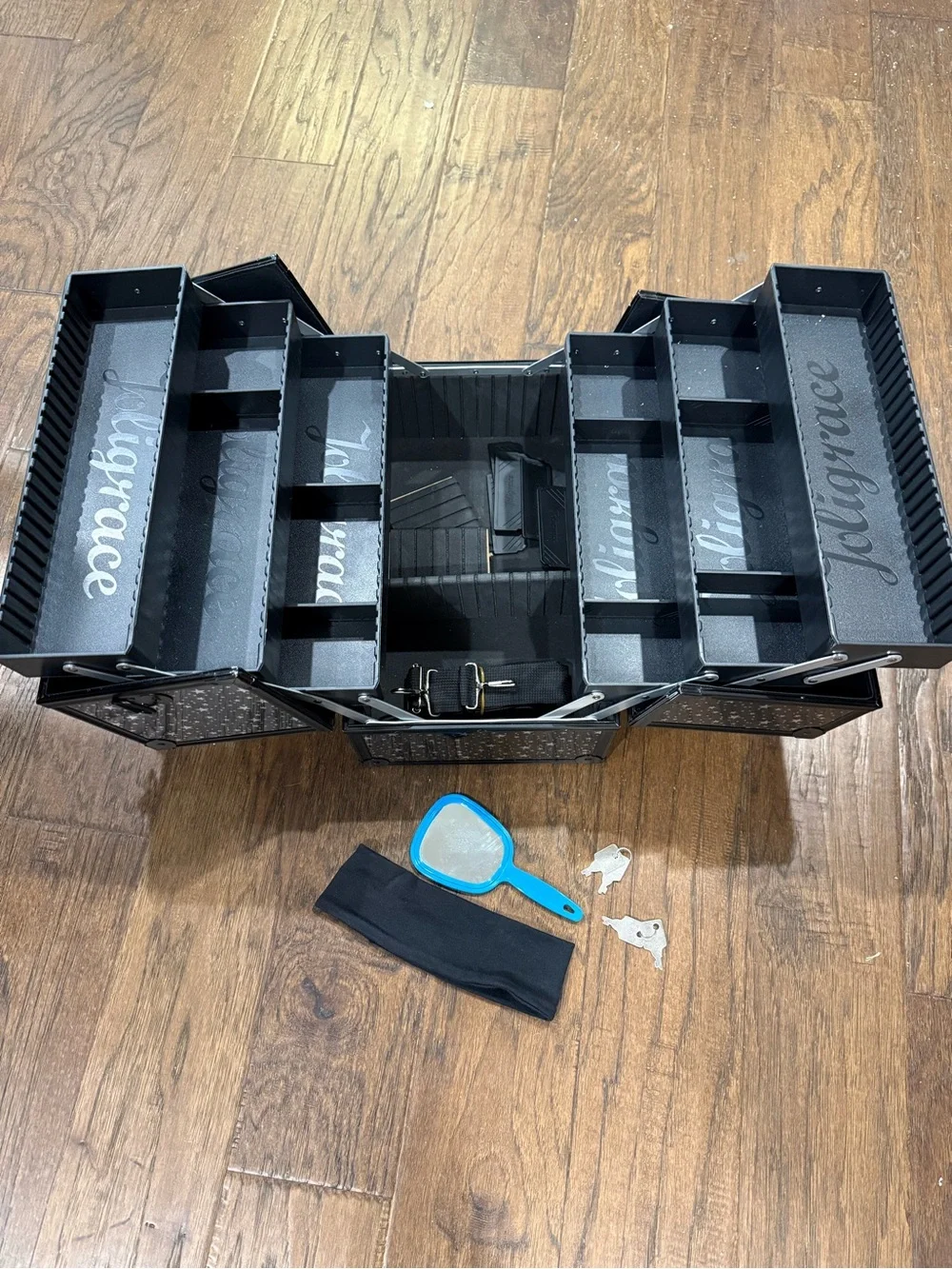 Black Star-Print Makeup Case with Locking Latches