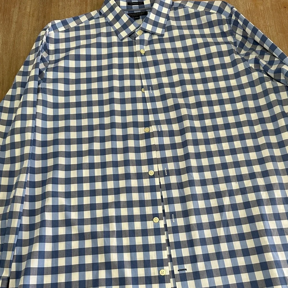 Banana Republic Blue and‎ White Plaid Shirt