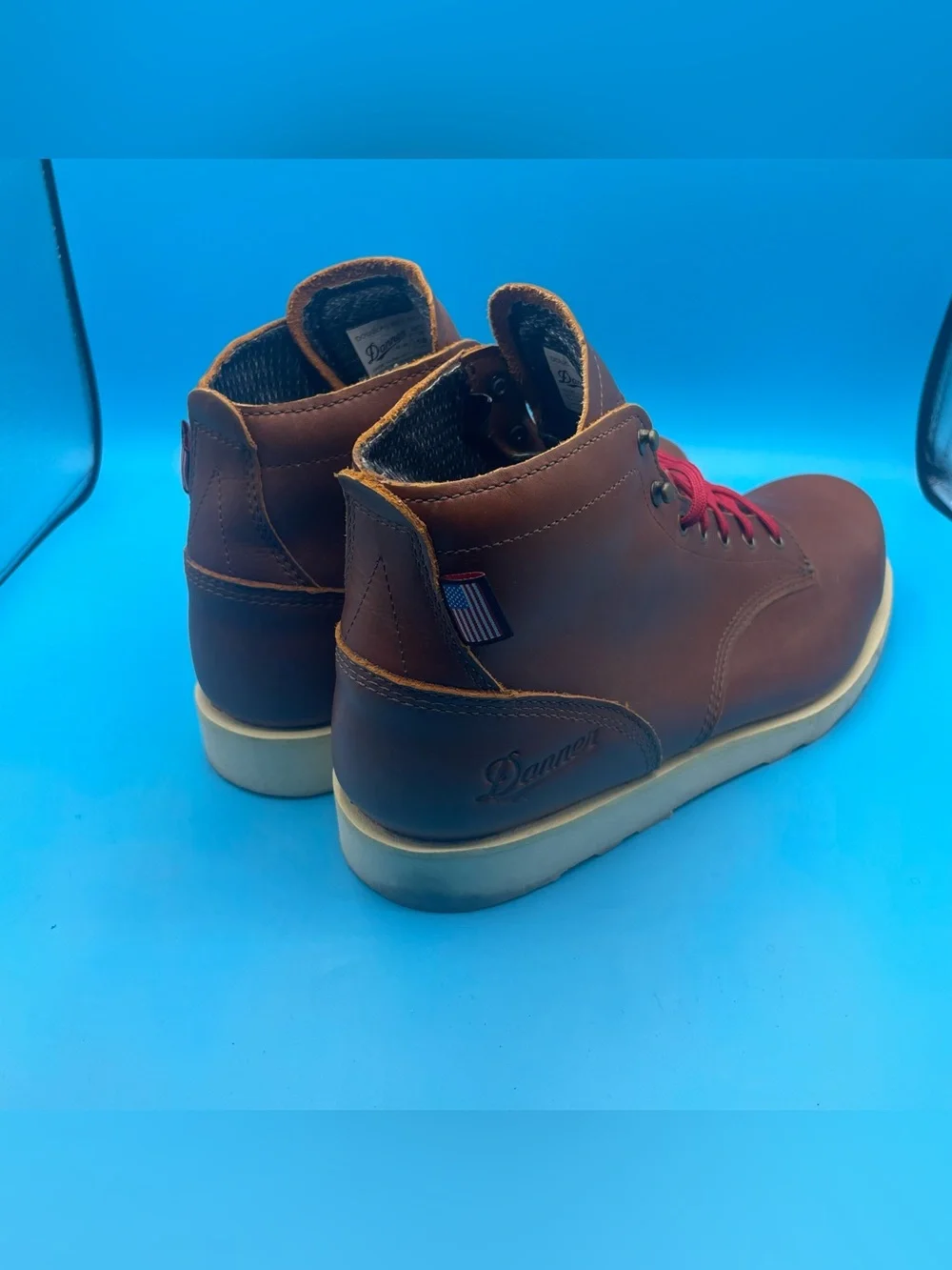 Danner Men's Brown Leather Chukka Boots with Red Laces