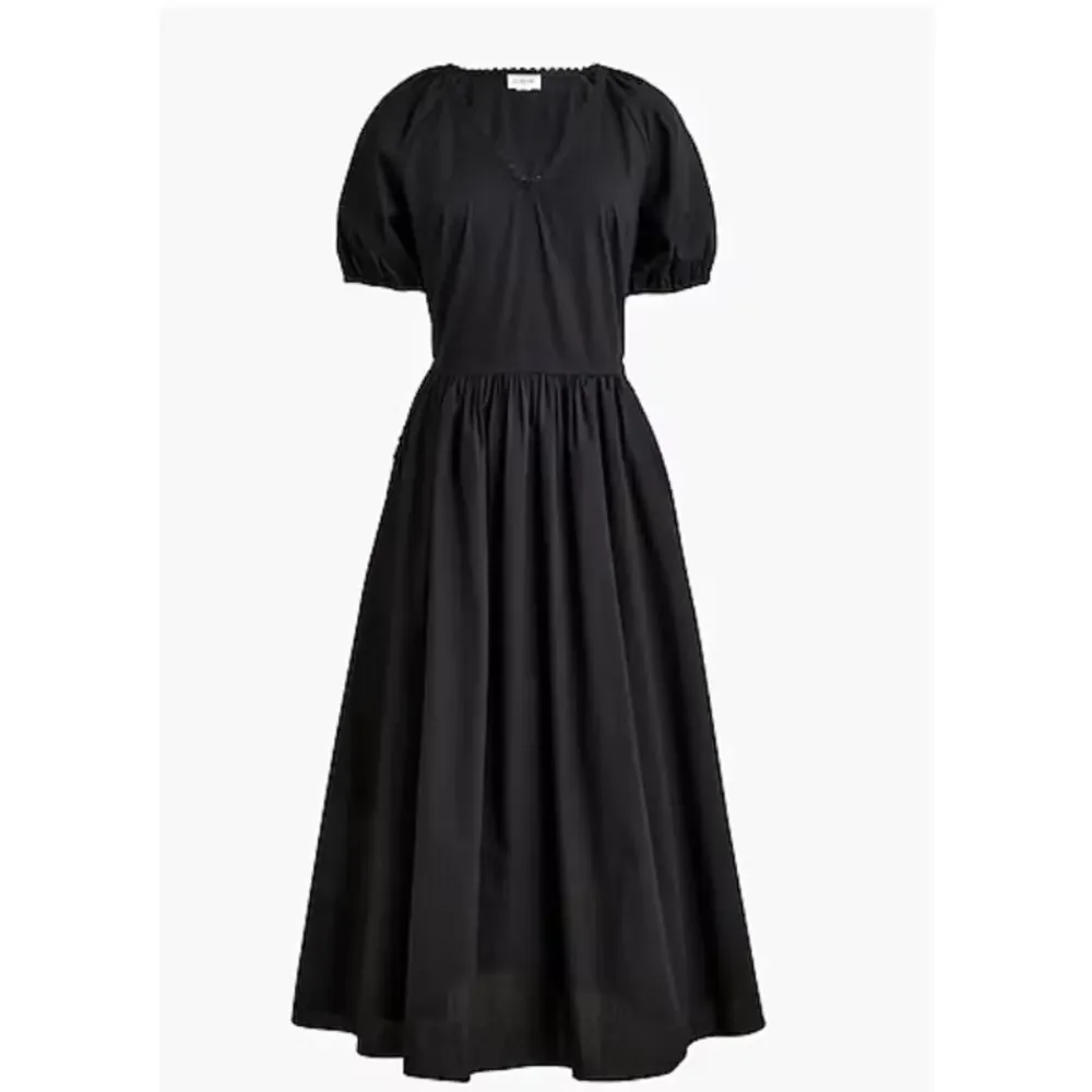 J Crew Lace Trim Midi Dress 0 Black NWT CI195 J.Crew Travel Resort Cruise