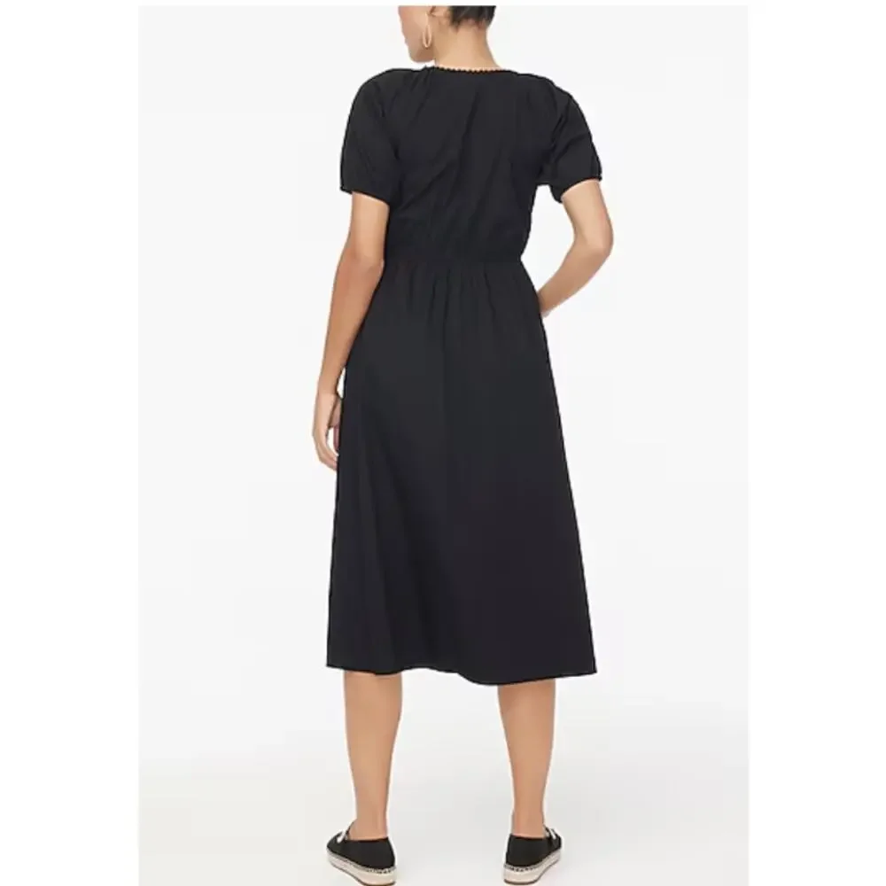 J Crew Lace Trim Midi Dress 0 Black NWT CI195 J.Crew Travel Resort Cruise